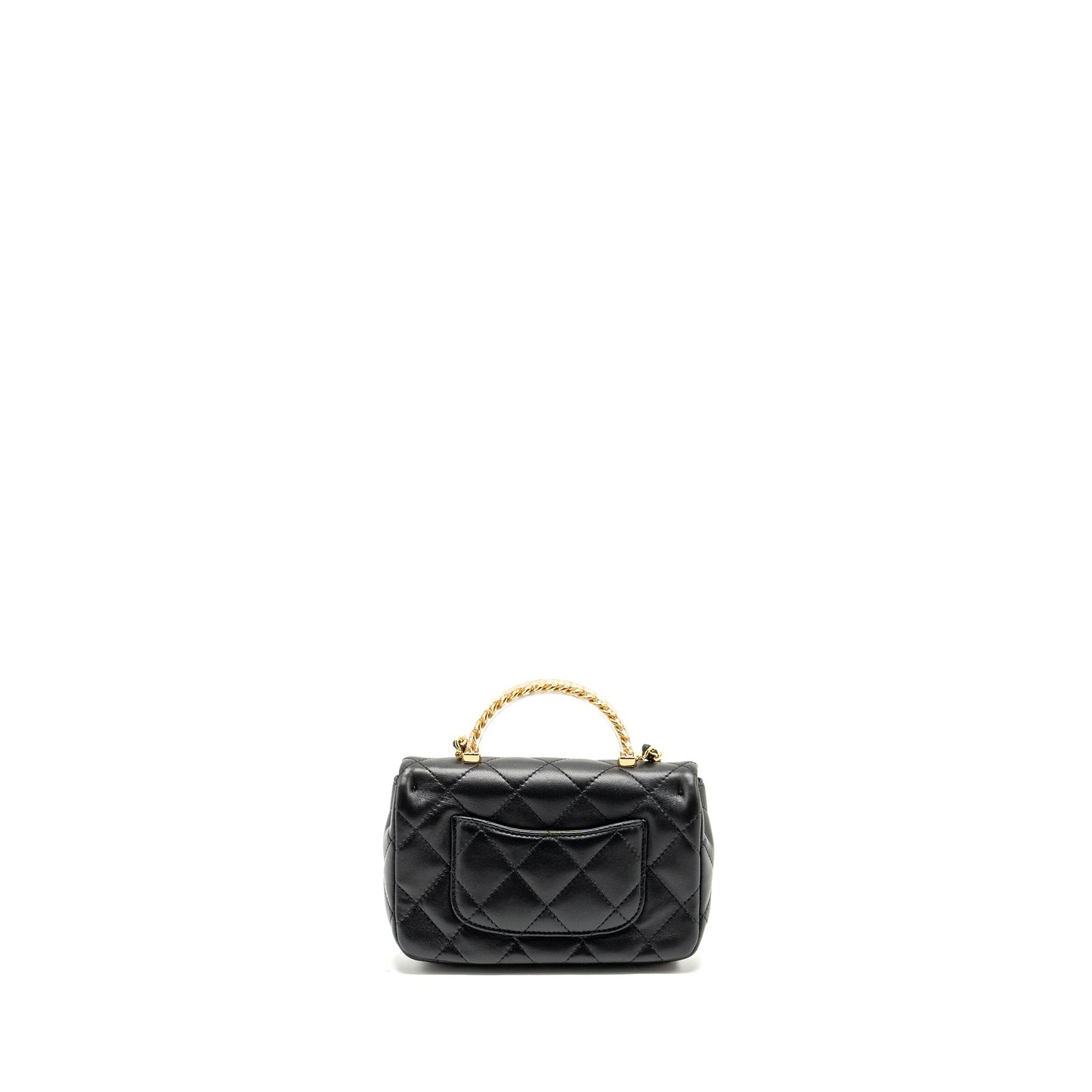 Chanel 24s Top Handle Mini Flap Bag Lambskin Black  (microchip)