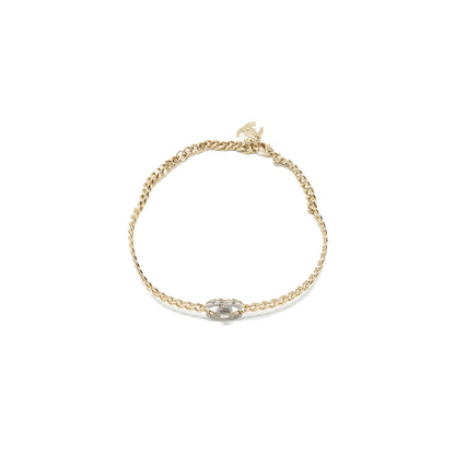 Chanel cc logo chain Chocker /necklace crystal light gold tone