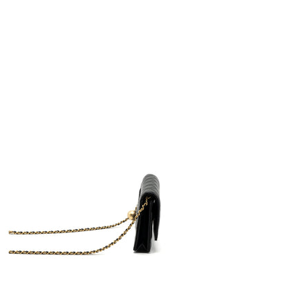 Chanel pearl crush wallet on chain lambskin BLACK  (microchip)