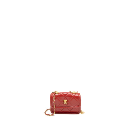 Chanel Quilted Mini Flap Belt Bag Lambskin Red Brushed
