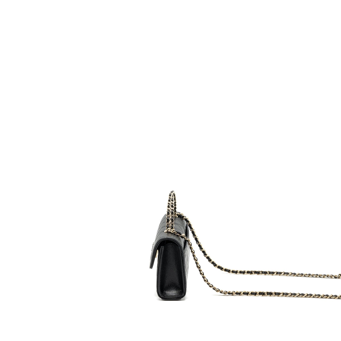 chanel 23p top handle mini flap bag with chain caviar black L (microchip)