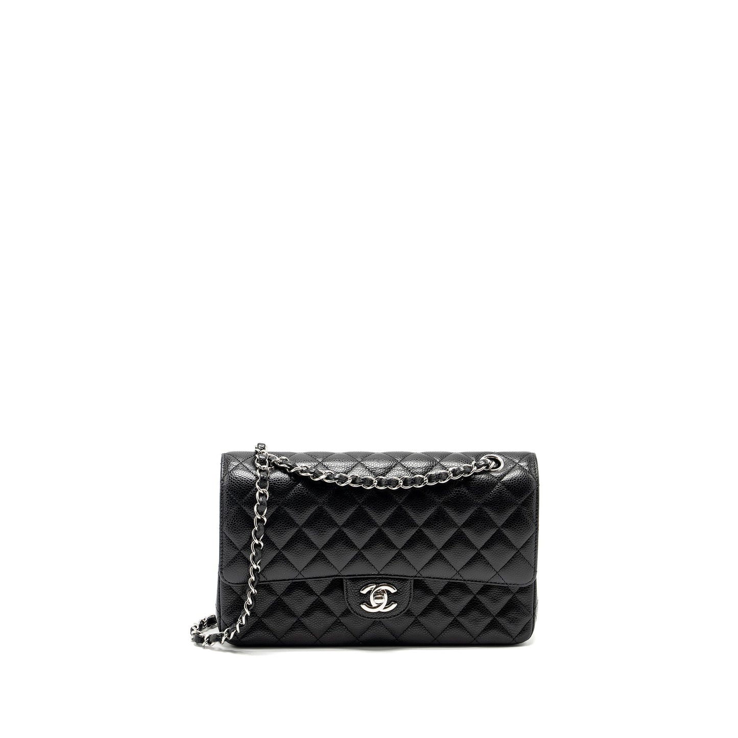 Chanel Medium Classic Double Flap Bag Caviar Black  (microchip)