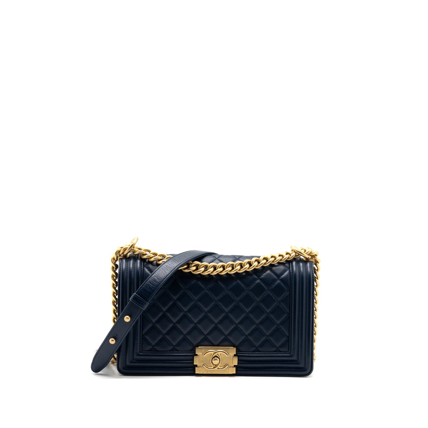 Chanel Medium Boy Bag Lambskin Dark Blue