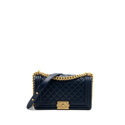 Chanel Medium Boy Bag Lambskin Dark Blue