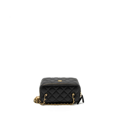 Chanel Pearl Crush Long Vanity with Chain Lambskin Black  (Microchip)