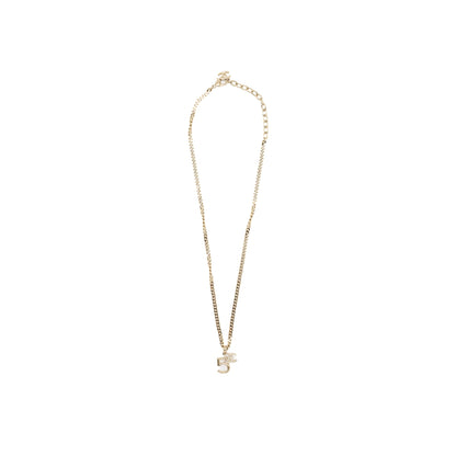 Chanel no5/cc logo necklace crystal Light Gold Tone