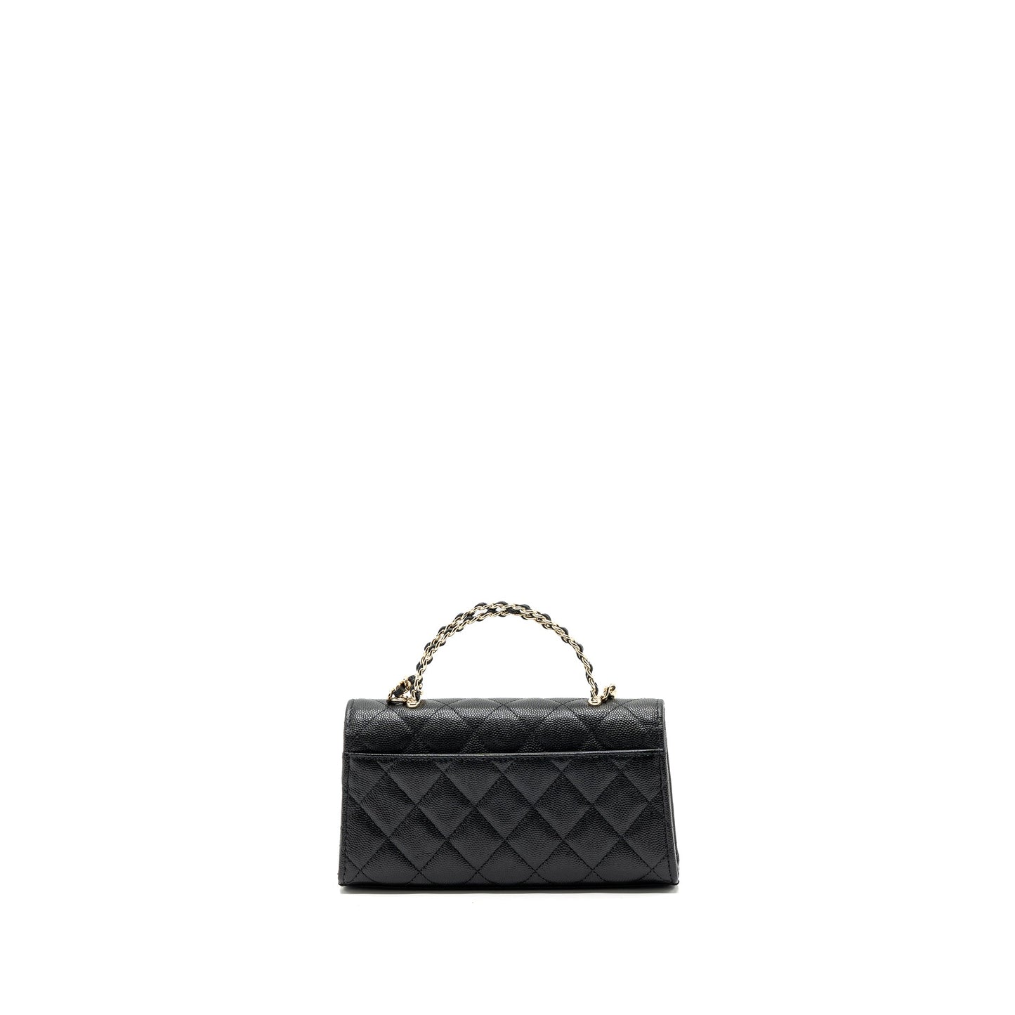 chanel 23p top handle mini flap bag with chain caviar black L (microchip)