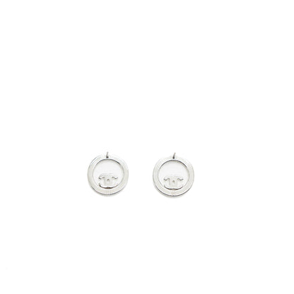 Chanel Round CC Logo Earrings Crystal