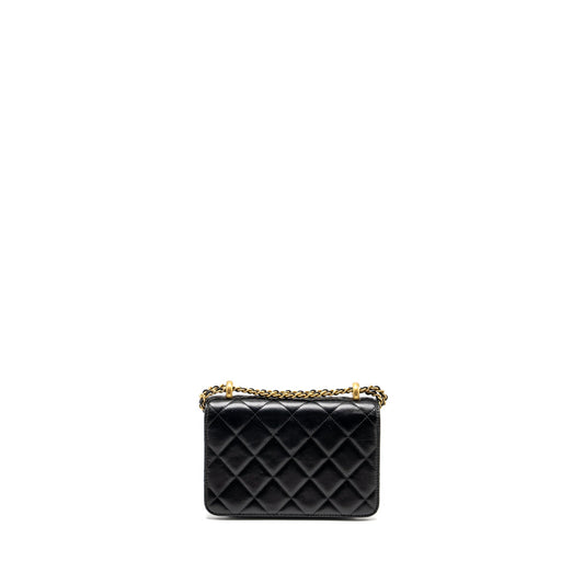 Chanel gold crush mini flap bag calfskin black  (microchip)