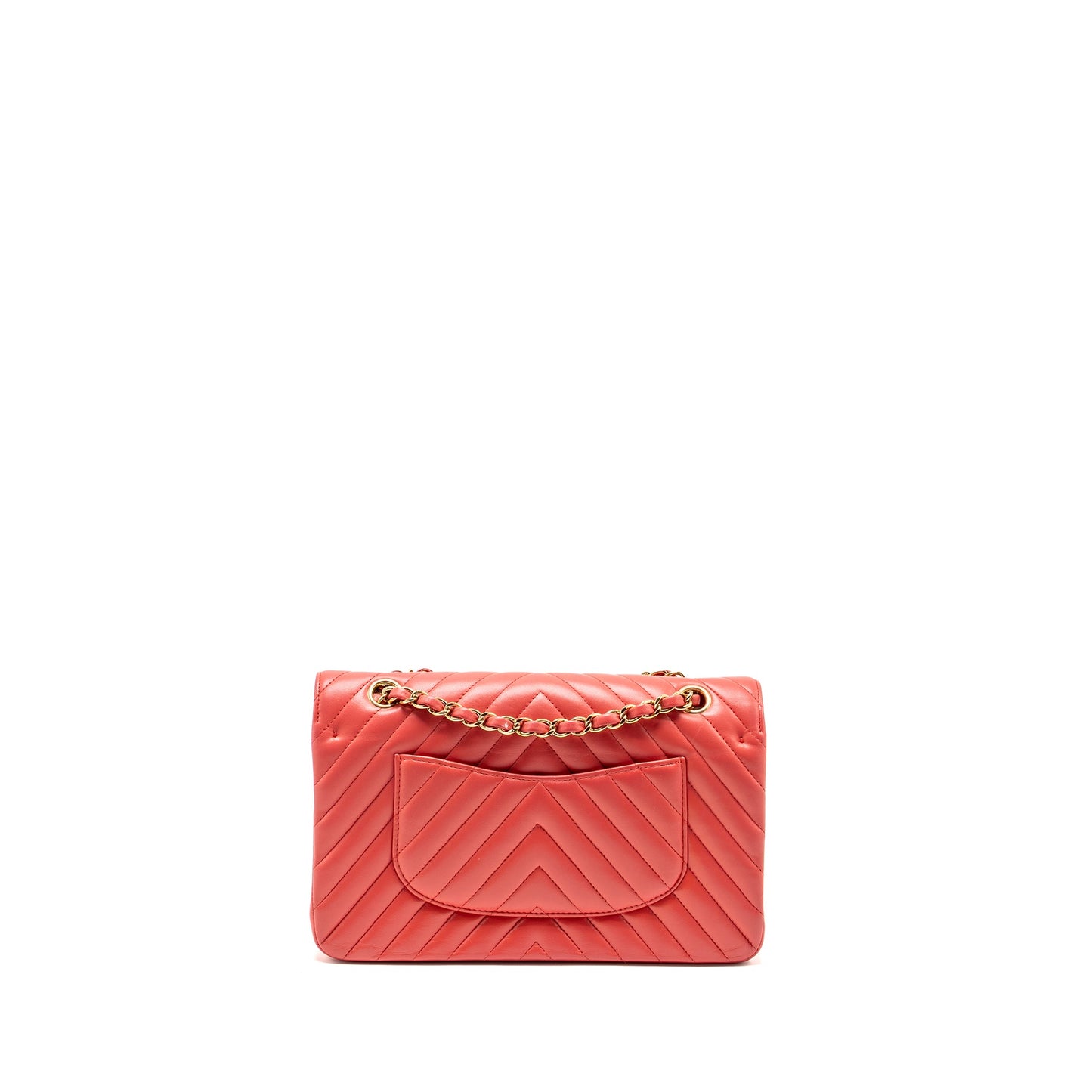 Chanel Medium Classic Double Flap Bag Chevron Lambskin Pink L