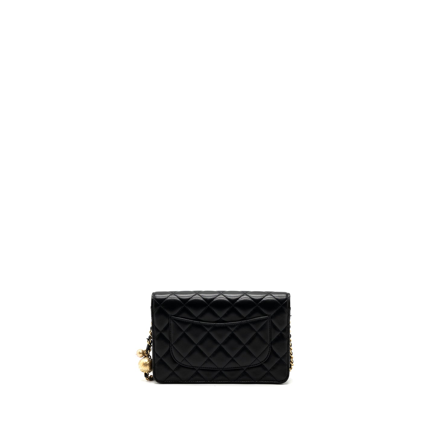 Chanel pearl crush wallet on chain lambskin BLACK  (microchip)