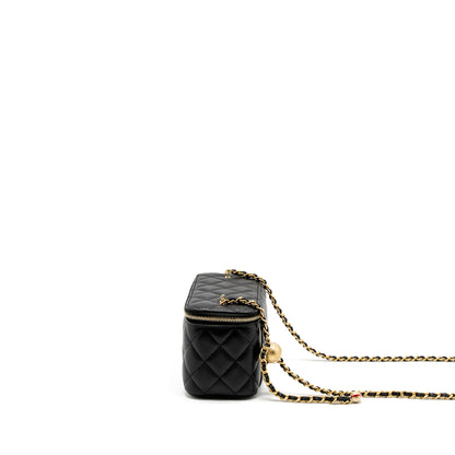 Chanel Pearl Crush Long Vanity with Chain Lambskin Black  (Microchip)