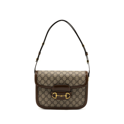 Gucci Horsebit 1955 Shoulder Bag GG Supreme Canvas/ Leather Brown