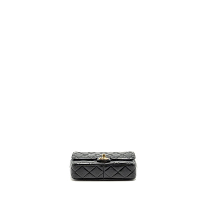 Chanel 24b Giant Chain Flap Shoulder Bag Lambskin Black  (Microchip)