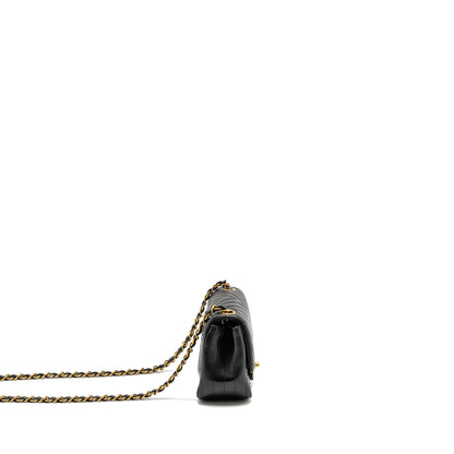 Chanel Mini Square Chevron Flap Bag Lambskin Black