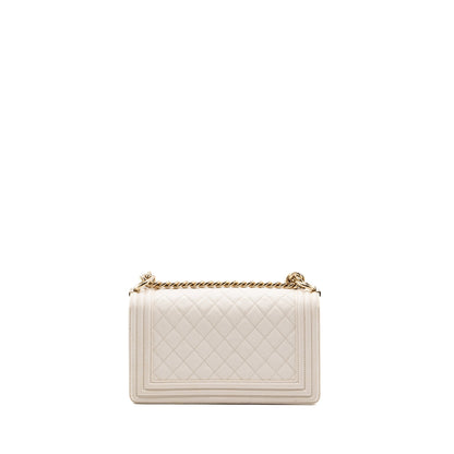 CHANEL MEDIUM LE BOY CAVIAR WHITE L