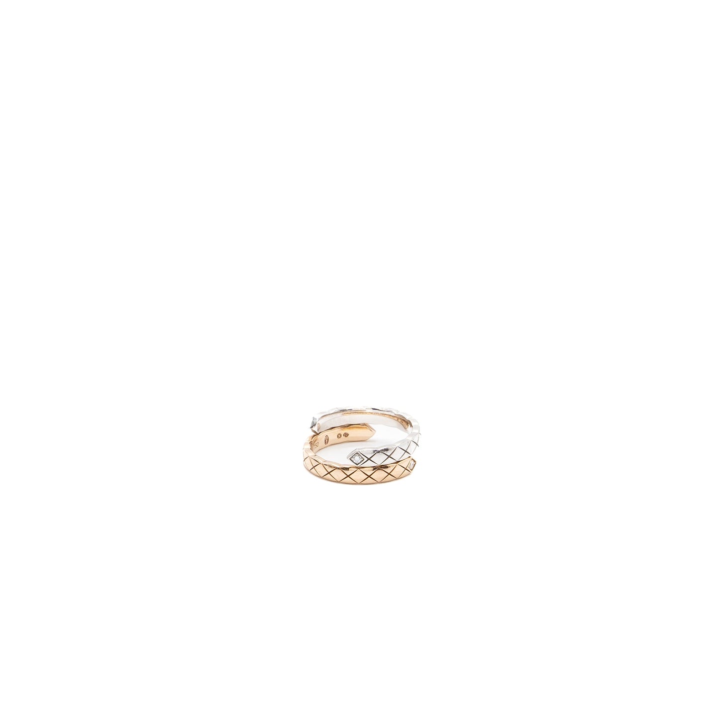 Chanel Size 52 Coco Crush Toi Et Moi Ring, Small Version White/ Beige Gold Diamonds