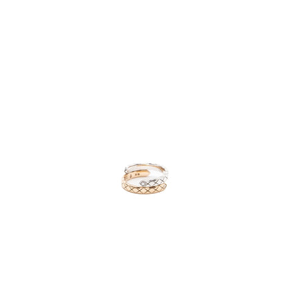 Chanel Size 52 Coco Crush Toi Et Moi Ring, Small Version White/ Beige Gold Diamonds