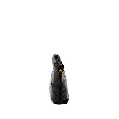 Chanel 23s Mini 22 Bag Shiny Calfskin Black Brushed  (Microchip)