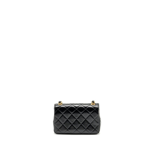 Chanel 24b Giant Chain Flap Shoulder Bag Lambskin Black  (Microchip)