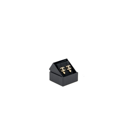 Chanel CC logo dropped earrings with Crystal Gold Tone