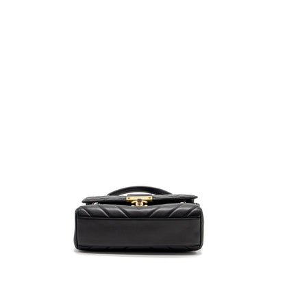 Chanel 19B In The City Top Handle Flap Bag Quilted Chevron Calfskin Black