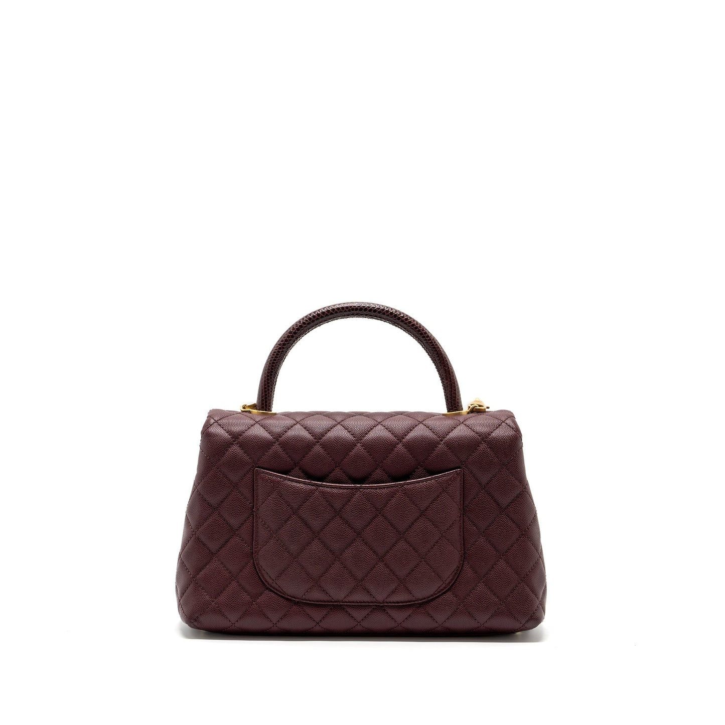 Chanel Medium Coco Handle With Lizard Handle Caviar Burgundy