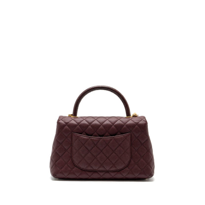 Chanel Medium Coco Handle With Lizard Handle Caviar Burgundy