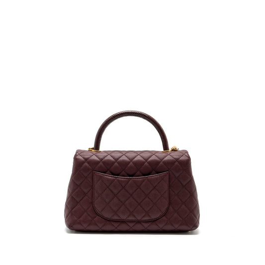 Chanel Medium Coco Handle With Lizard Handle Caviar Burgundy