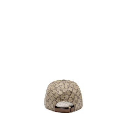 Gucci Size M Boutique Baseball Hat GG Monogram Canvas Beige/Red