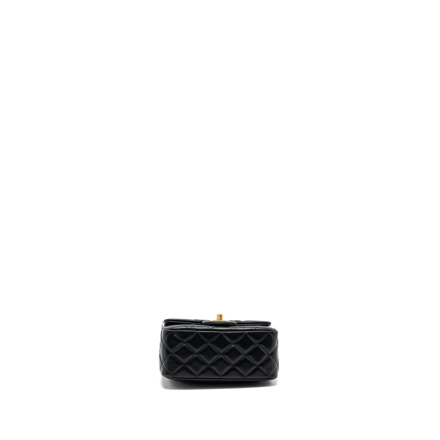 Chanel pearl crush mini square flap bag lambskin black  (microchip)