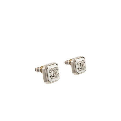 Chanel Square CC Logo Earrings Crystal
