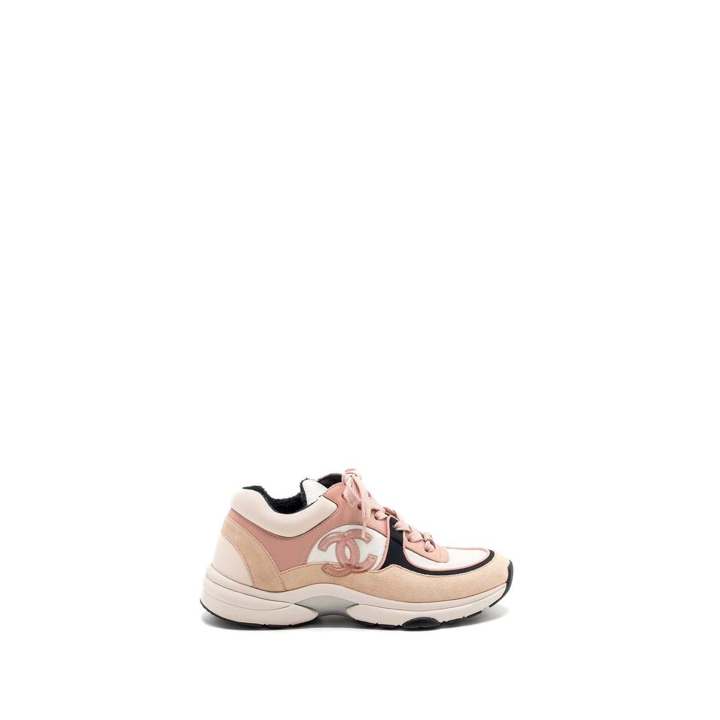Chanel size 38 cc logo sneaker pink / multicolour