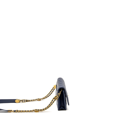 Chanel 22A Twist Your Button Wallet on Chain Caviar Navy  (Microchip)