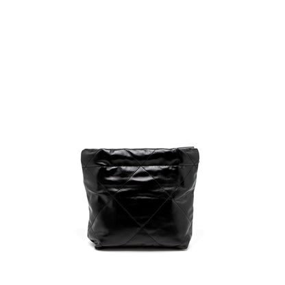 Chanel 23s Mini 22 Bag Shiny Calfskin Black Brushed  (Microchip)