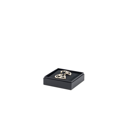 Chanel Giant Heart and CC logo earrings light gold tone