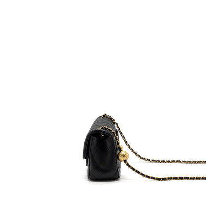 Chanel 23K pearl crush mini square flap bag lambskin black  (microchip)