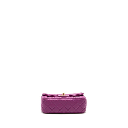 Chanel pearl crush mini rectangular flap bag lambskin purple