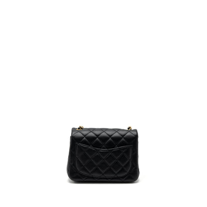 Chanel 23K pearl crush mini square flap bag lambskin black  (microchip)