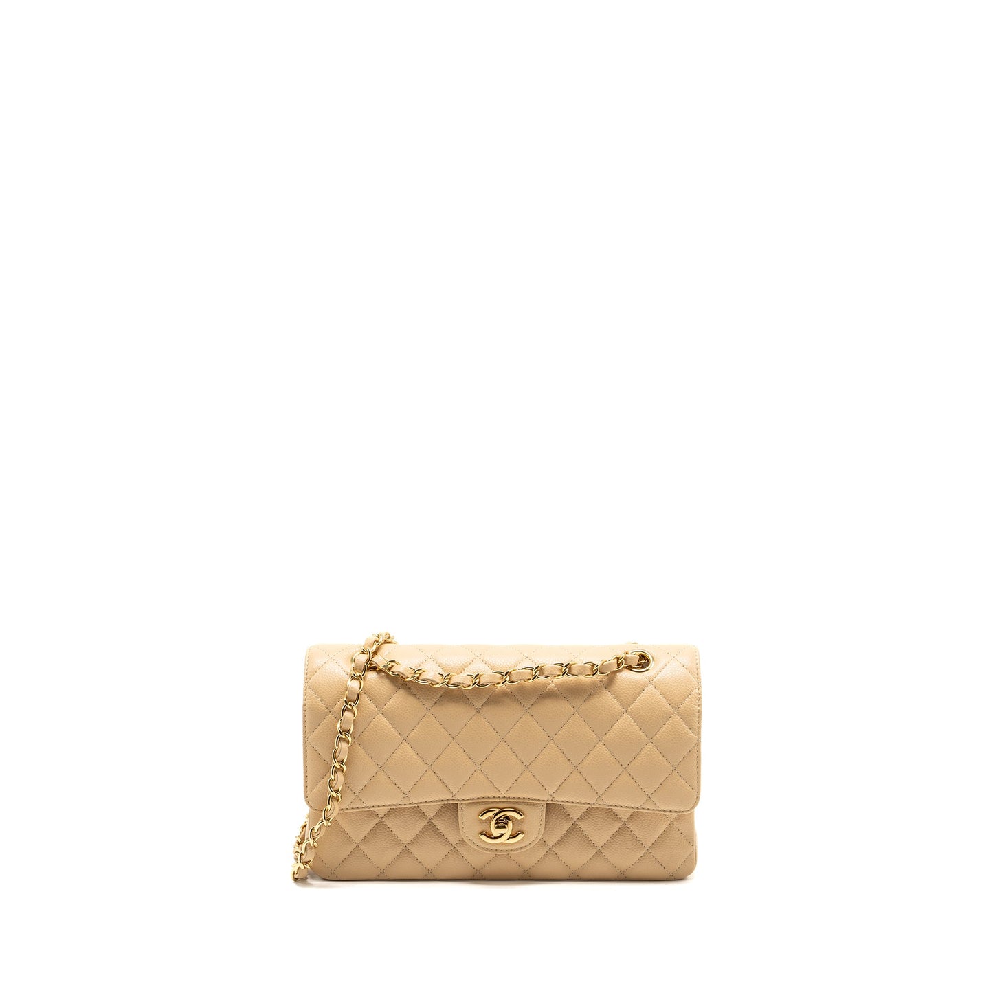Chanel Medium Classic Double Flap Bag Caviar Beige