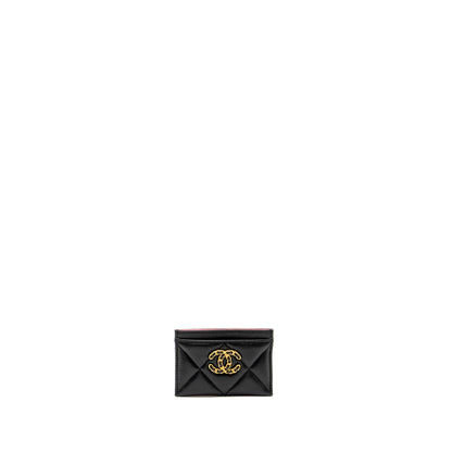 Chanel 19 Card Holder Lambskin Black  (Microchip)