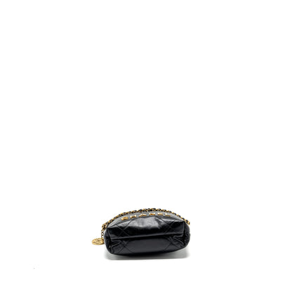 Chanel mini 22 bag shiny calfskin black  (microchip)