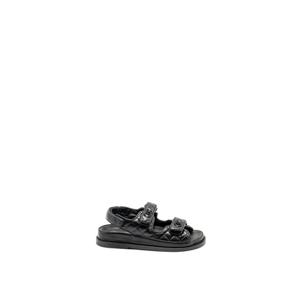 Chanel Size 36 Dad Sandals Lambskin So Black