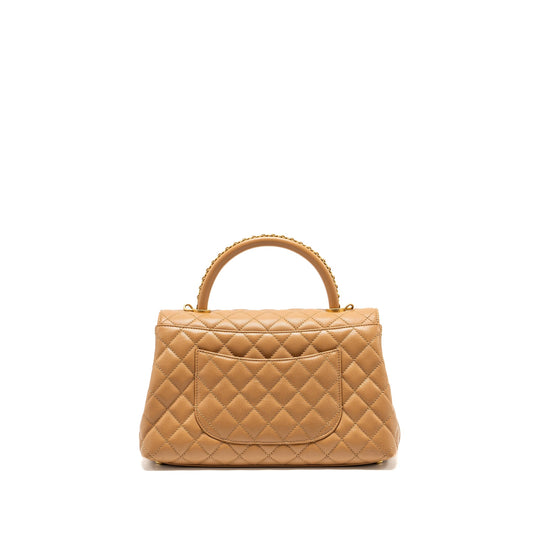 Chanel Medium Coco Handle Caviar Dark Beige  (microchip)