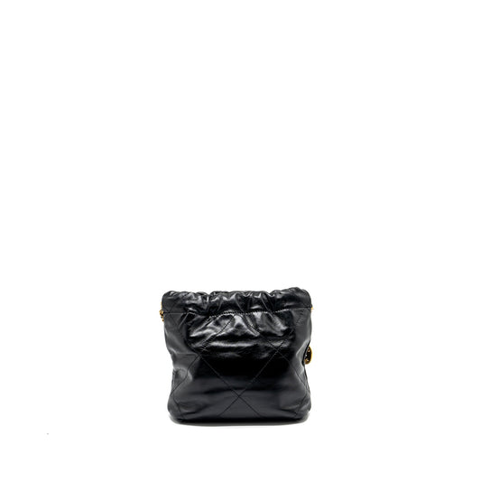 Chanel mini 22 bag shiny calfskin black  (microchip)