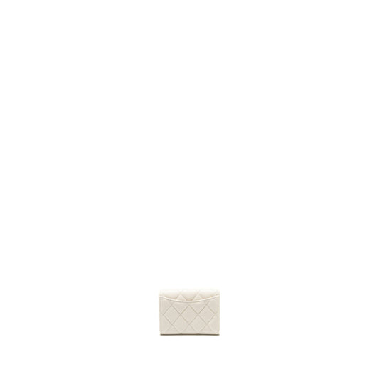 Chanel Classic Flap Card Holder Caviar White L (microchip)