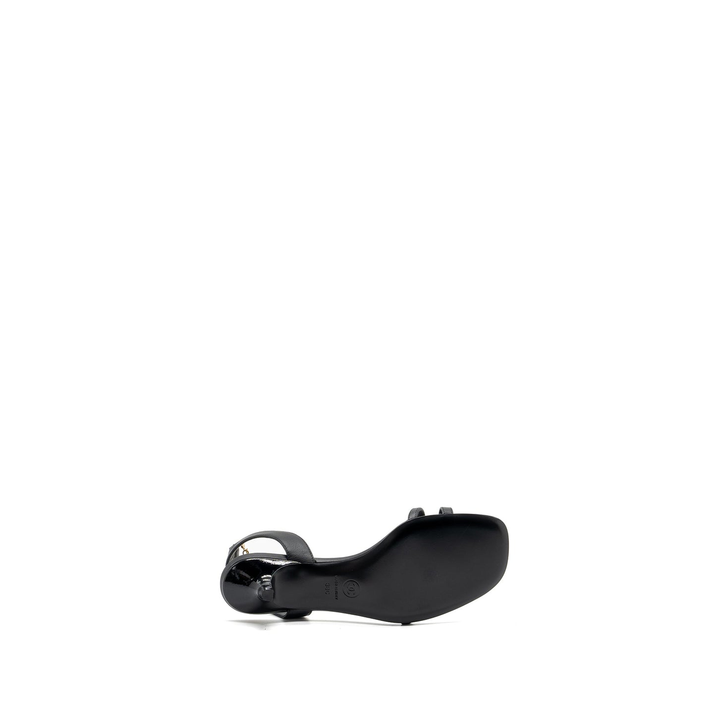 Chanel size 38 heel sandals with pearl leather black