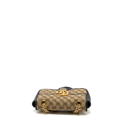 Gucci mini GG marmont bag GG canvas / leather beige/ black