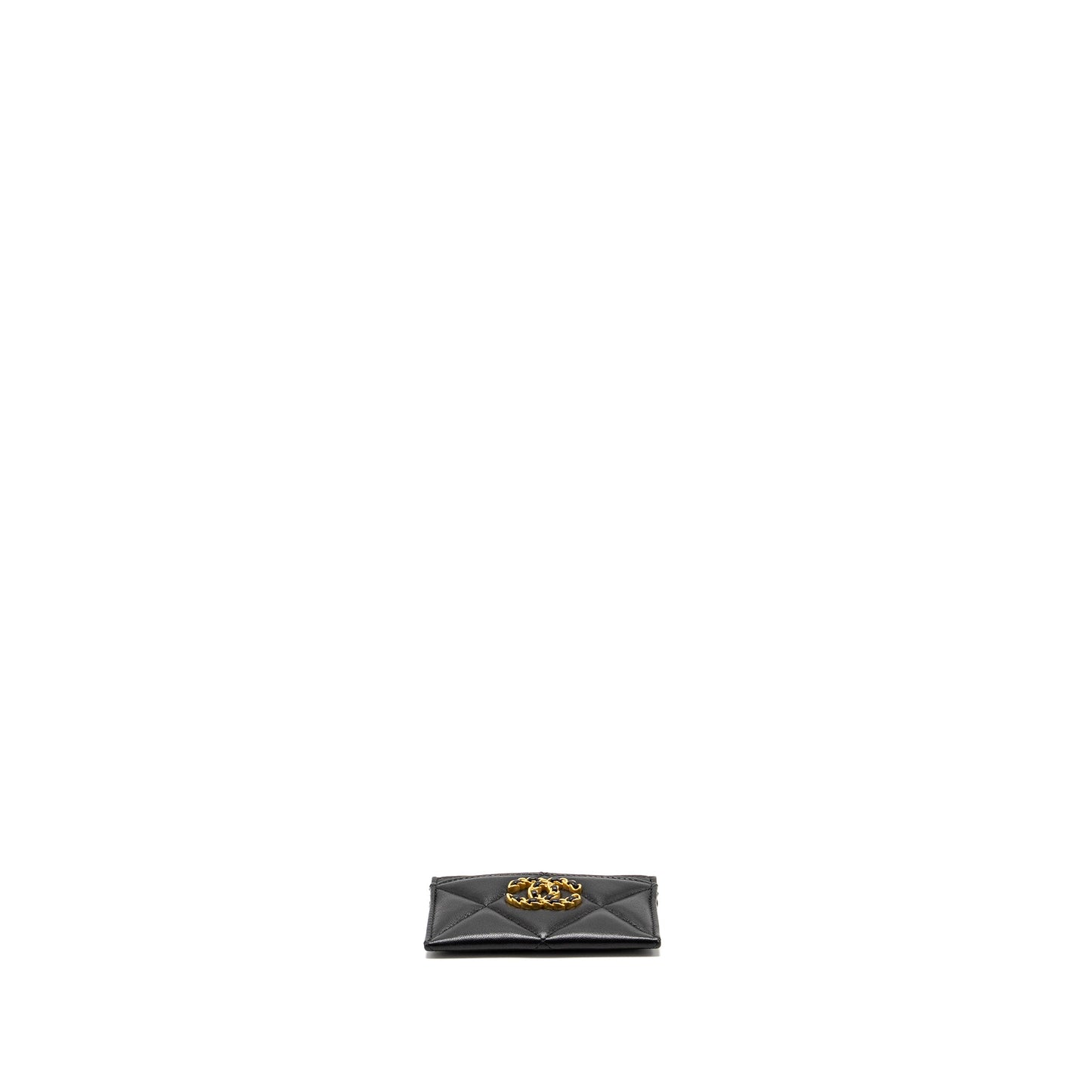Chanel 19 Card Holder Lambskin Black  (Microchip)