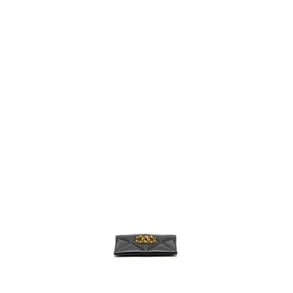 Chanel 19 Card Holder Lambskin Black  (Microchip)